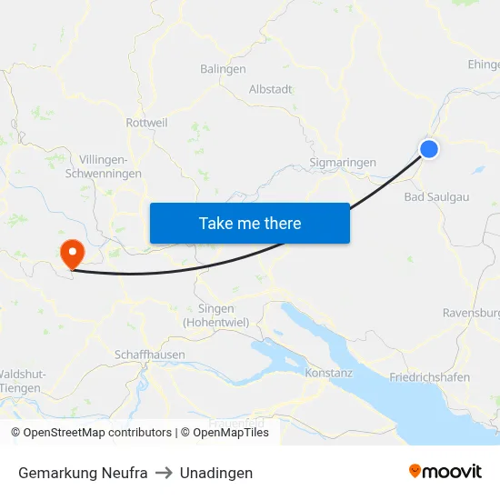Gemarkung Neufra to Unadingen map