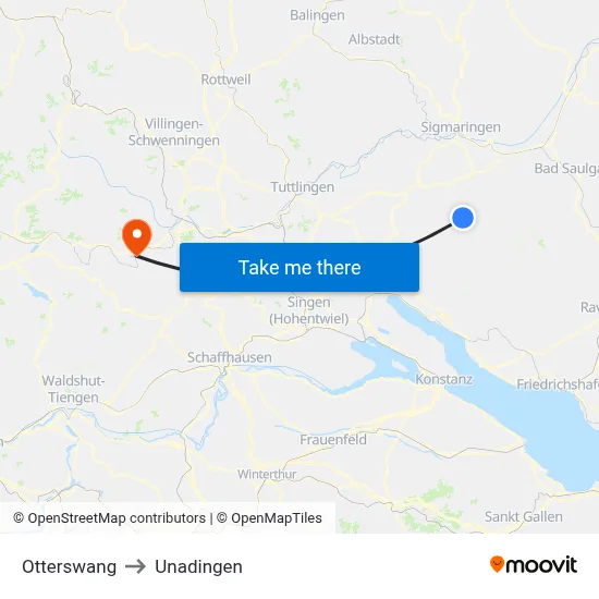 Otterswang to Unadingen map