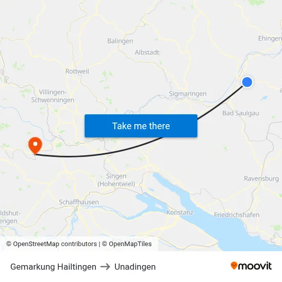 Gemarkung Hailtingen to Unadingen map
