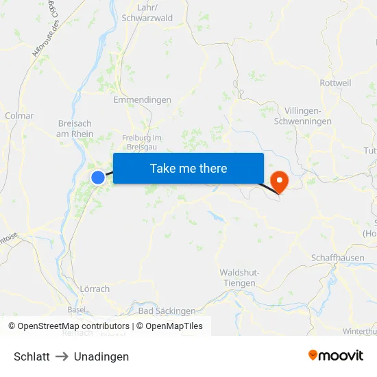 Schlatt to Unadingen map