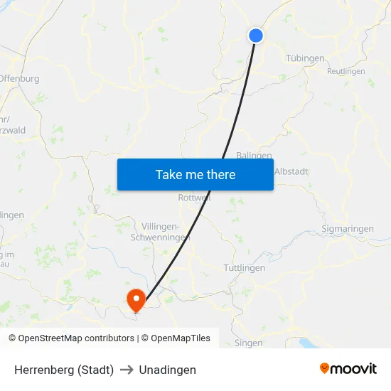 Herrenberg (Stadt) to Unadingen map