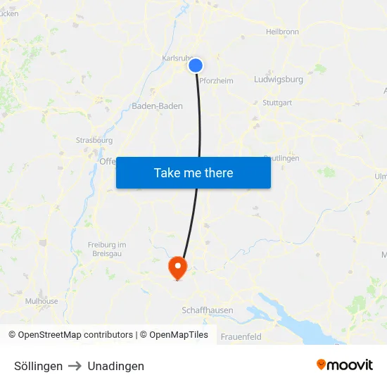 Söllingen to Unadingen map