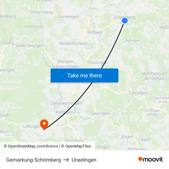 Gemarkung Schömberg to Unadingen map