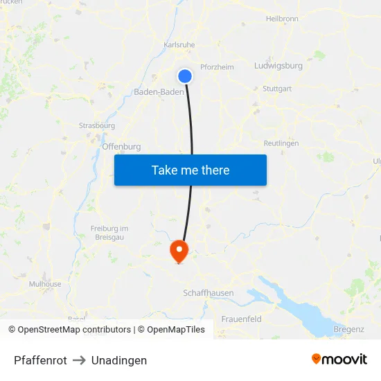 Pfaffenrot to Unadingen map