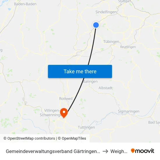 Gemeindeverwaltungsverband Gärtringen/Ehningen to Weigheim map