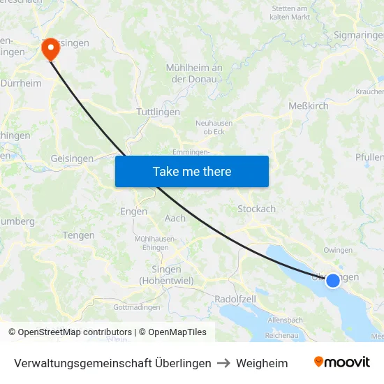 Verwaltungsgemeinschaft Überlingen to Weigheim map