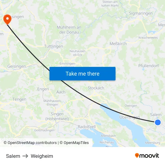 Salem to Weigheim map