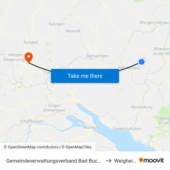 Gemeindeverwaltungsverband Bad Buchau to Weigheim map