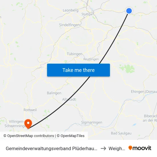 Gemeindeverwaltungsverband Plüderhausen-Urbach to Weigheim map