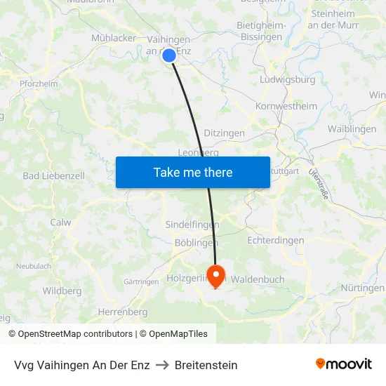 Vvg Vaihingen An Der Enz to Breitenstein map