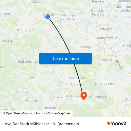Vvg Der Stadt Mühlacker to Breitenstein map