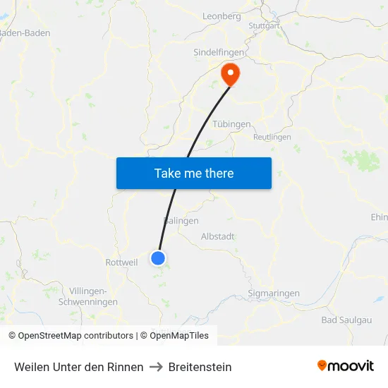 Weilen Unter den Rinnen to Breitenstein map