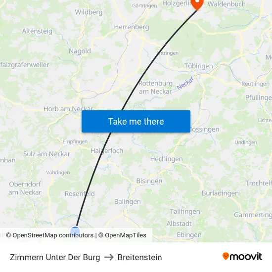 Zimmern Unter Der Burg to Breitenstein map