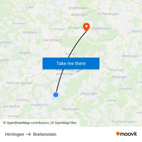 Hirrlingen to Breitenstein map