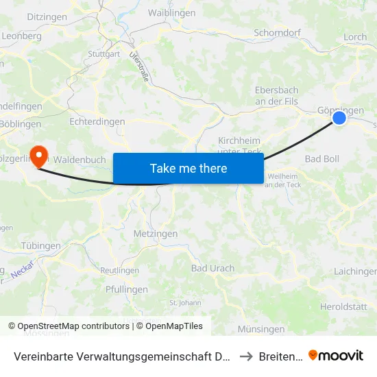 Vereinbarte Verwaltungsgemeinschaft Der Stadt Göppingen to Breitenstein map