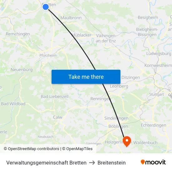 Verwaltungsgemeinschaft Bretten to Breitenstein map