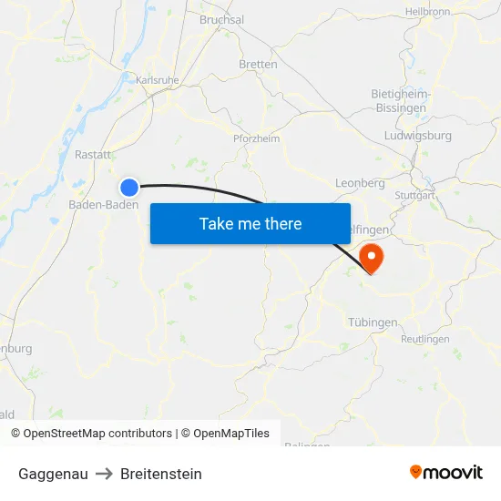 Gaggenau to Breitenstein map