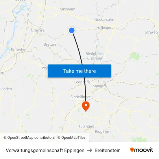 Verwaltungsgemeinschaft Eppingen to Breitenstein map