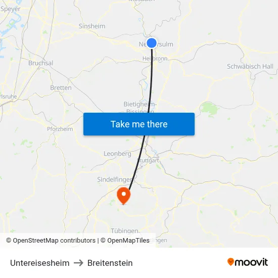 Untereisesheim to Breitenstein map
