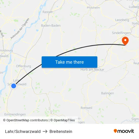 Lahr/Schwarzwald to Breitenstein map
