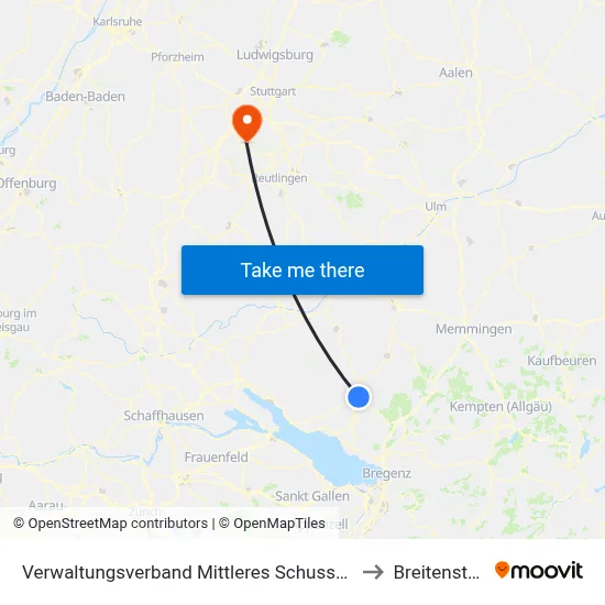 Verwaltungsverband Mittleres Schussental to Breitenstein map