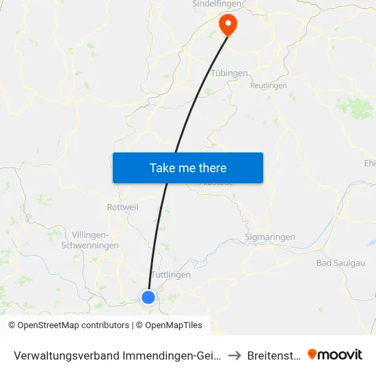 Verwaltungsverband Immendingen-Geisingen to Breitenstein map