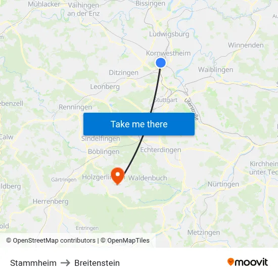 Stammheim to Breitenstein map