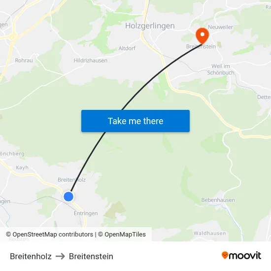 Breitenholz to Breitenstein map