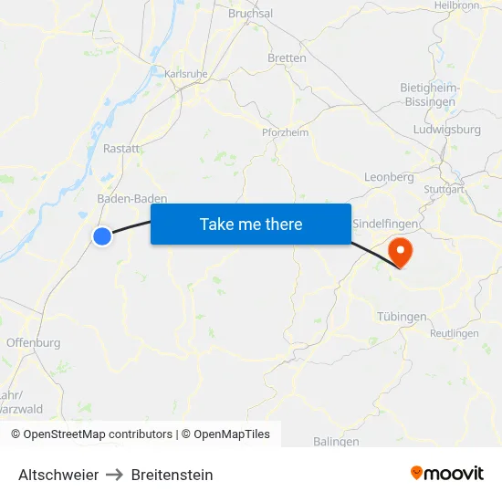 Altschweier to Breitenstein map