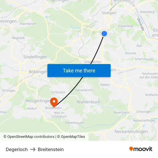 Degerloch to Breitenstein map