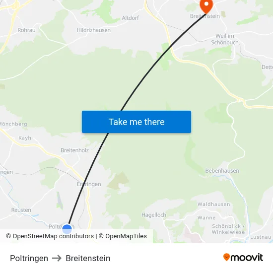 Poltringen to Breitenstein map