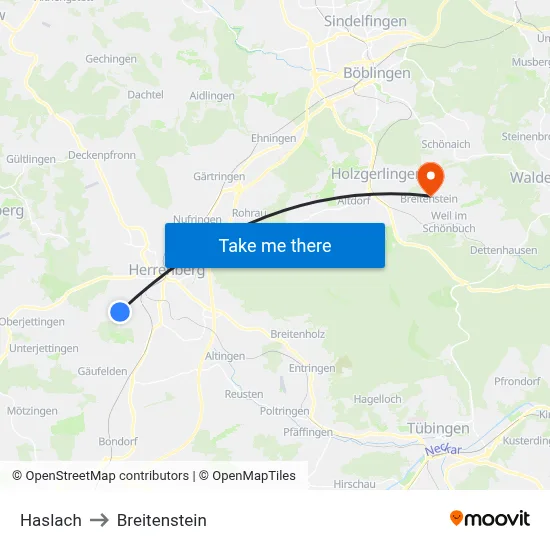 Haslach to Breitenstein map