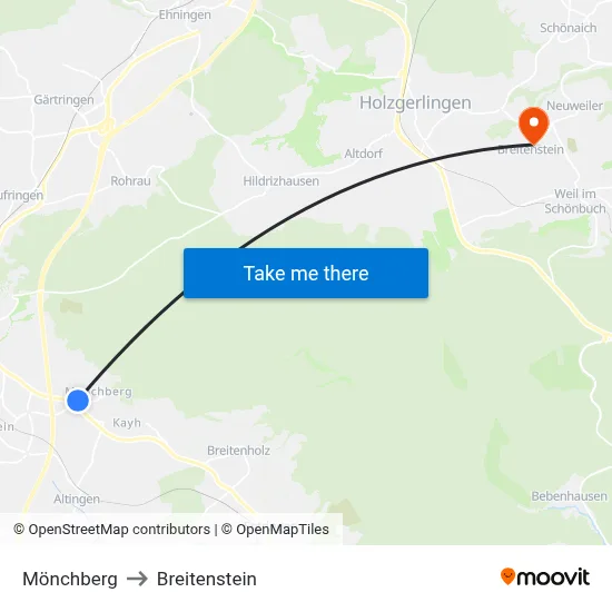 Mönchberg to Breitenstein map