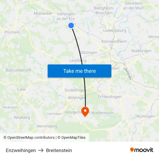 Enzweihingen to Breitenstein map