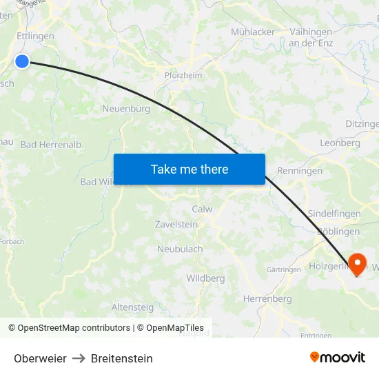 Oberweier to Breitenstein map