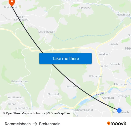 Rommelsbach to Breitenstein map