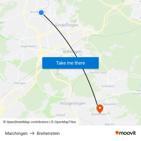 Maichingen to Breitenstein map