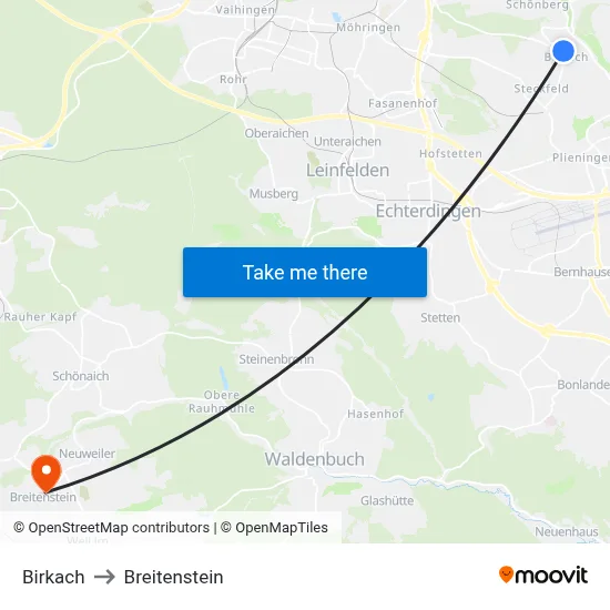 Birkach to Breitenstein map
