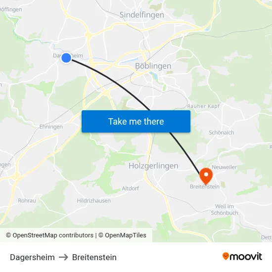 Dagersheim to Breitenstein map