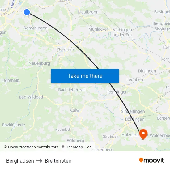 Berghausen to Breitenstein map