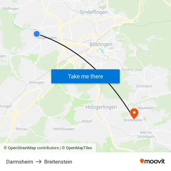 Darmsheim to Breitenstein map