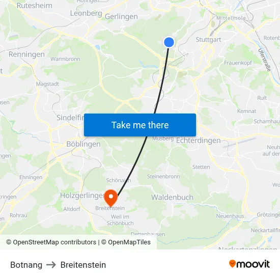 Botnang to Breitenstein map