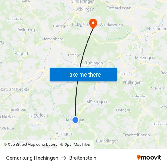Gemarkung Hechingen to Breitenstein map