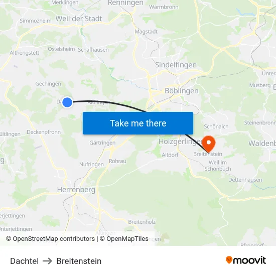 Dachtel to Breitenstein map