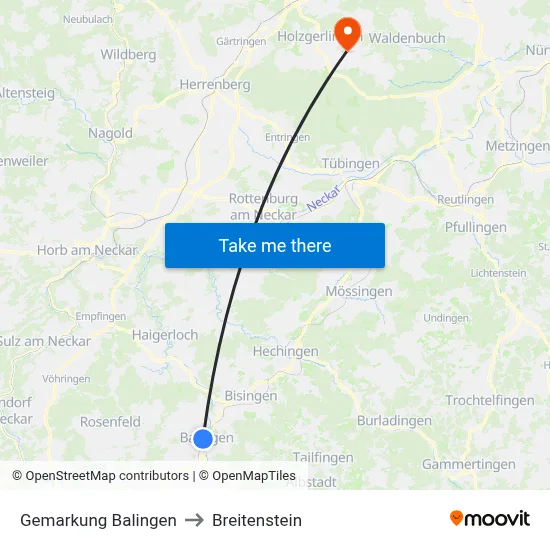Gemarkung Balingen to Breitenstein map