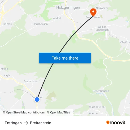 Entringen to Breitenstein map