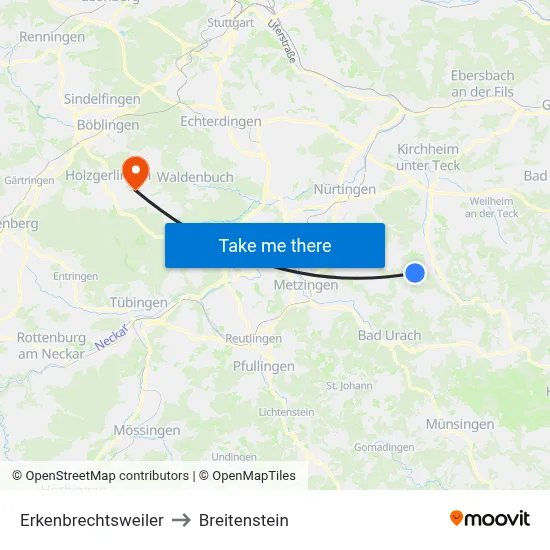 Erkenbrechtsweiler to Breitenstein map