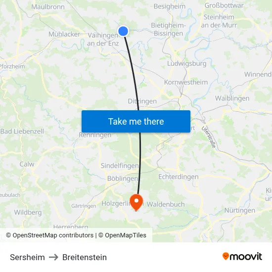Sersheim to Breitenstein map