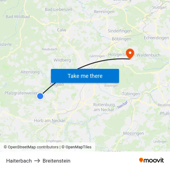 Haiterbach to Breitenstein map