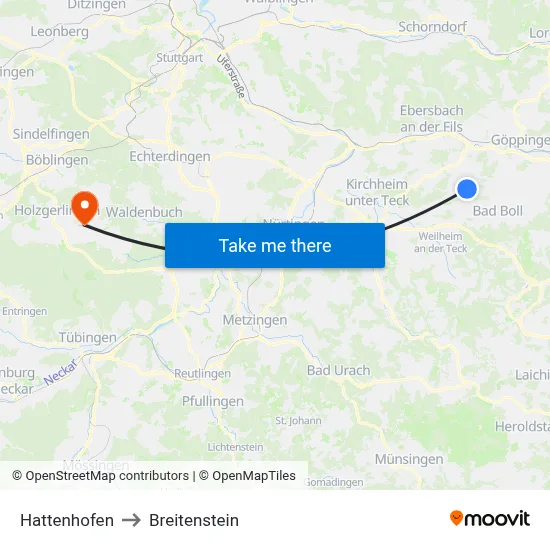 Hattenhofen to Breitenstein map